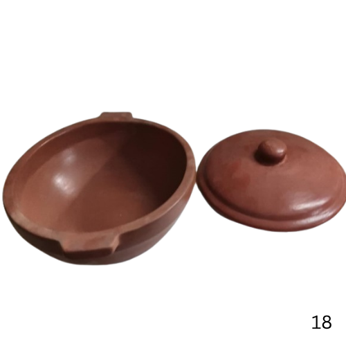 BROWN ROUND BOWL WITH LID ( 9*3) INCH