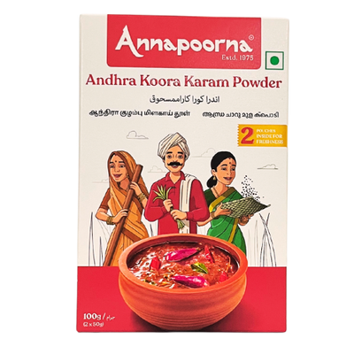 Annapoorna Andhra Koora Karam Powder 100g – Spicy blend for curries.