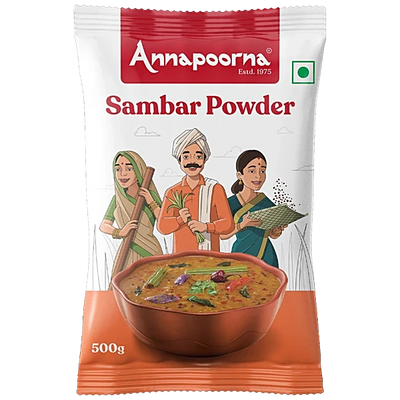 Annapoorna Sambar Powder 500g – Authentic spice mix for South Indian sambar.