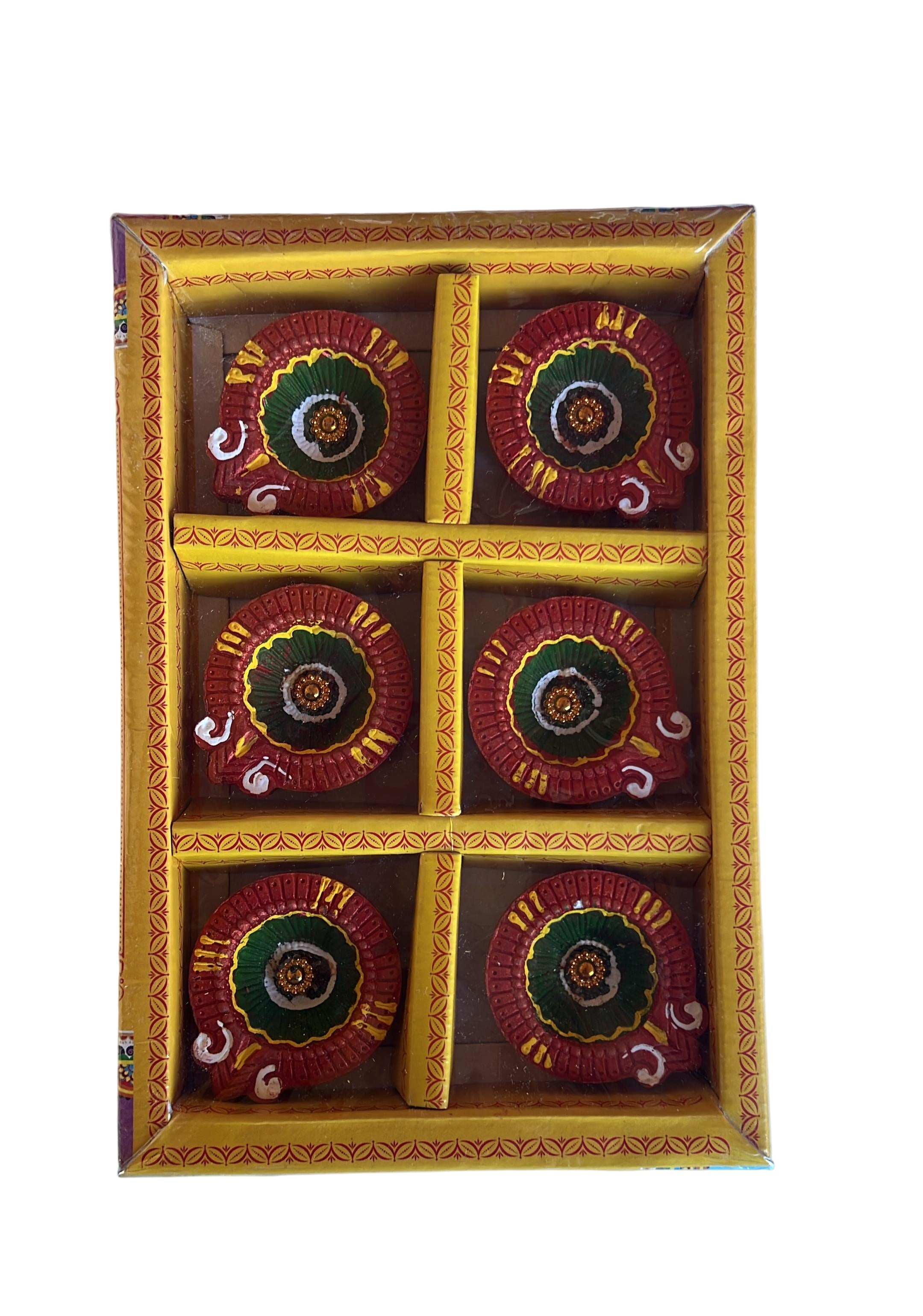Buy Designed Clay Diya (6Pcs) - C140 Online