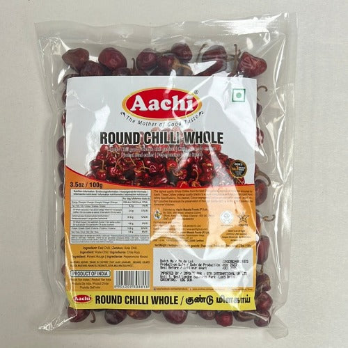 AACHI ROUND CHILLI  WITH STEM 100G
