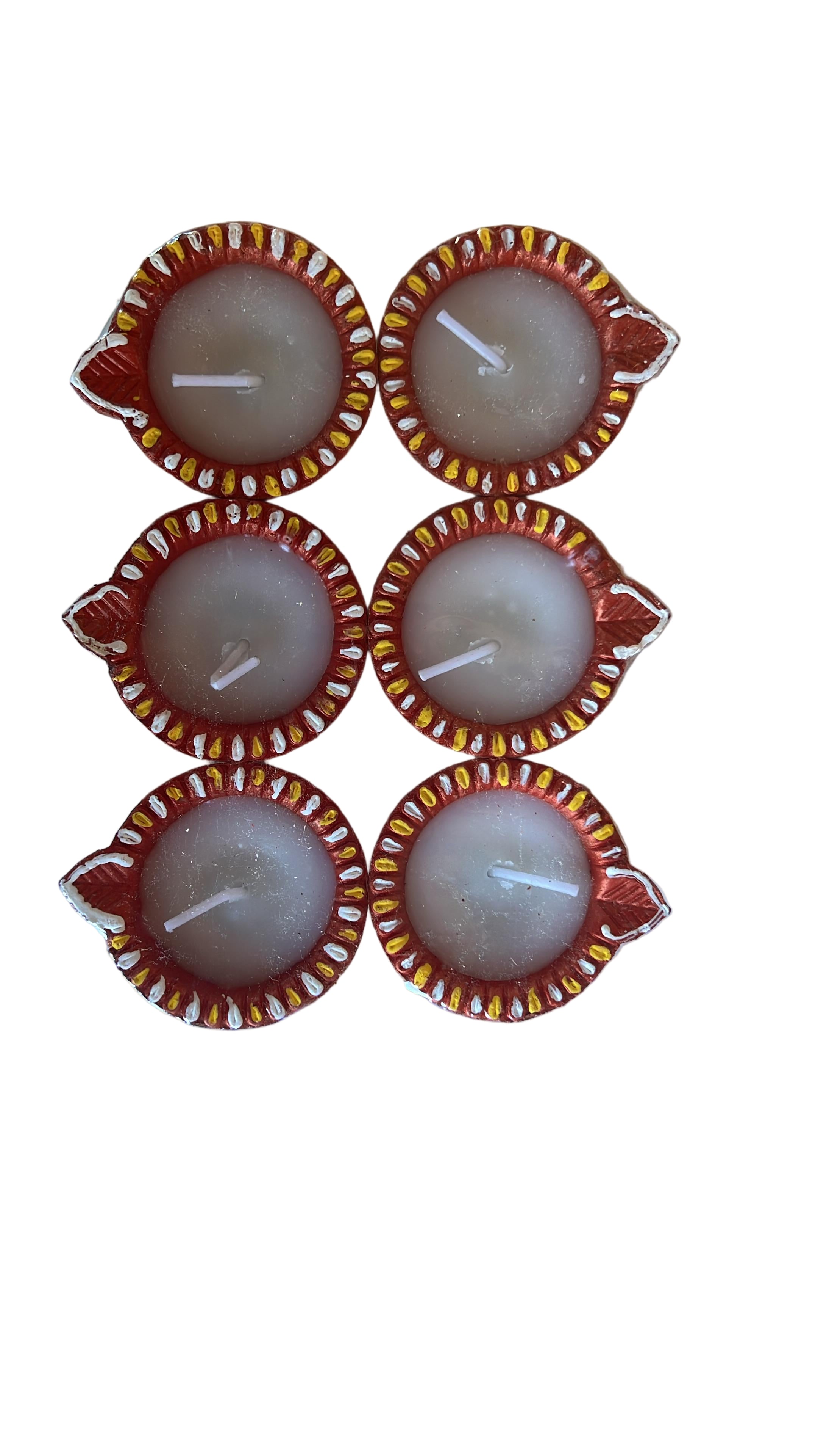 Buy Designed Clay Diya Wax (6Pcs) - C54 Online