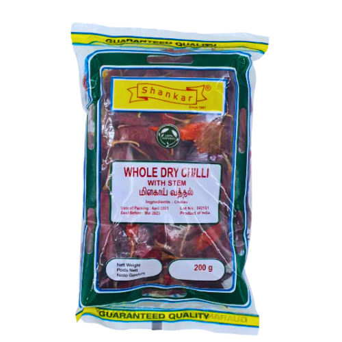 Buy Shankar Whole Red Chillies with Stem 200g Online