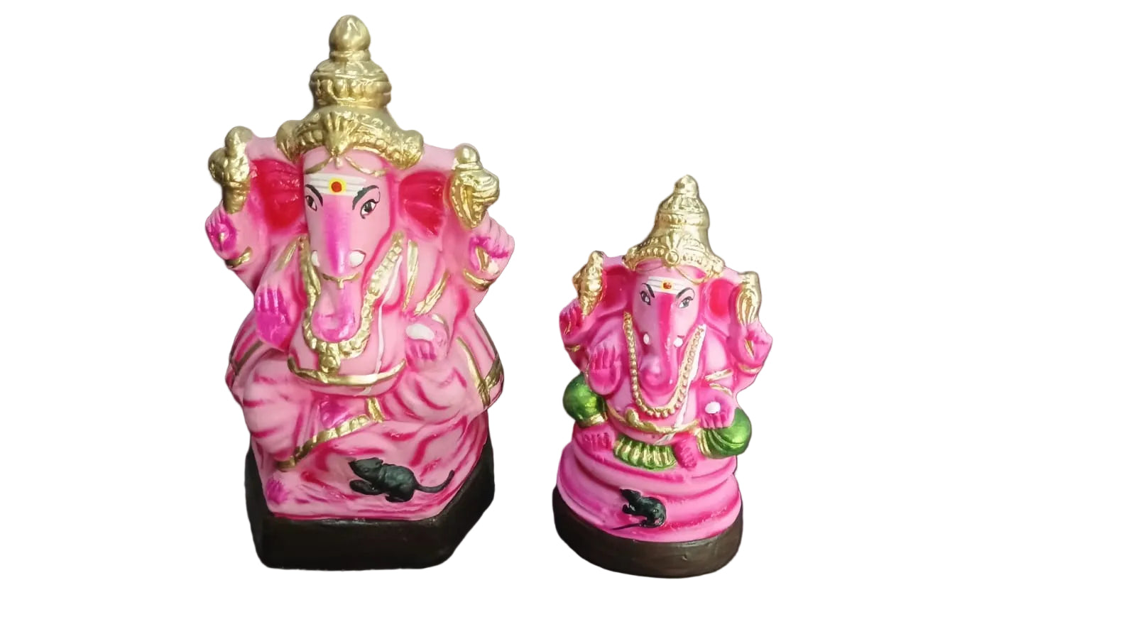 CLAY VINAYAGAR - FULL COLOR- PINK 12" INCHES