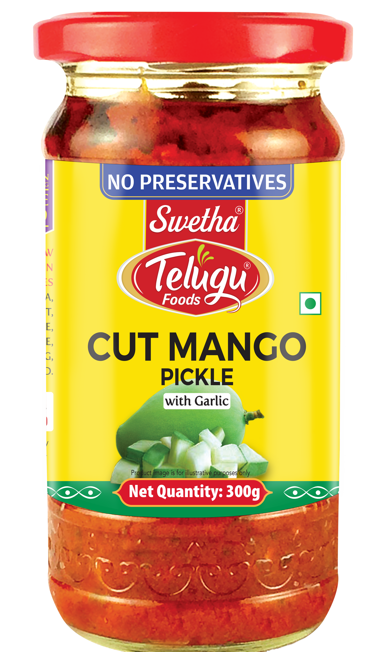 SWETHA-TELUGU FOODS-CUT MANGO PICKLE (WITH GARLIC)-300G