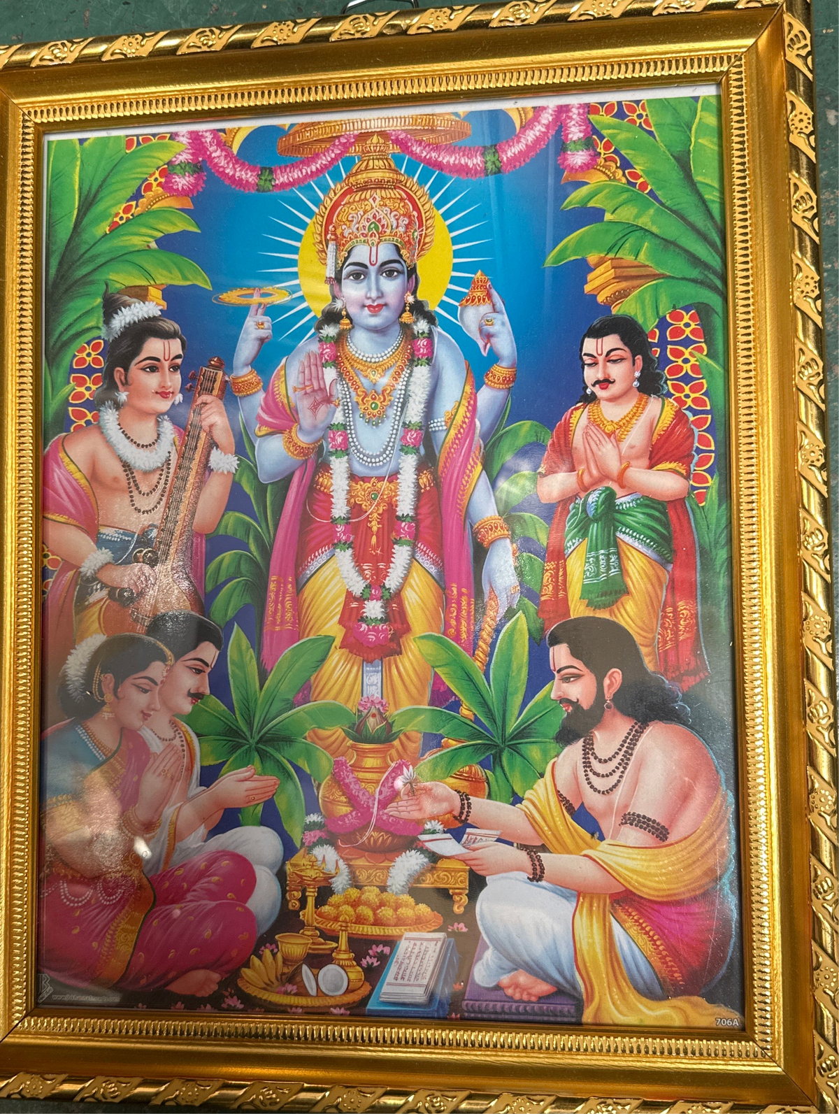 Buy Hindu God Photo A4 Size With Frame - Sathya Narayana Online