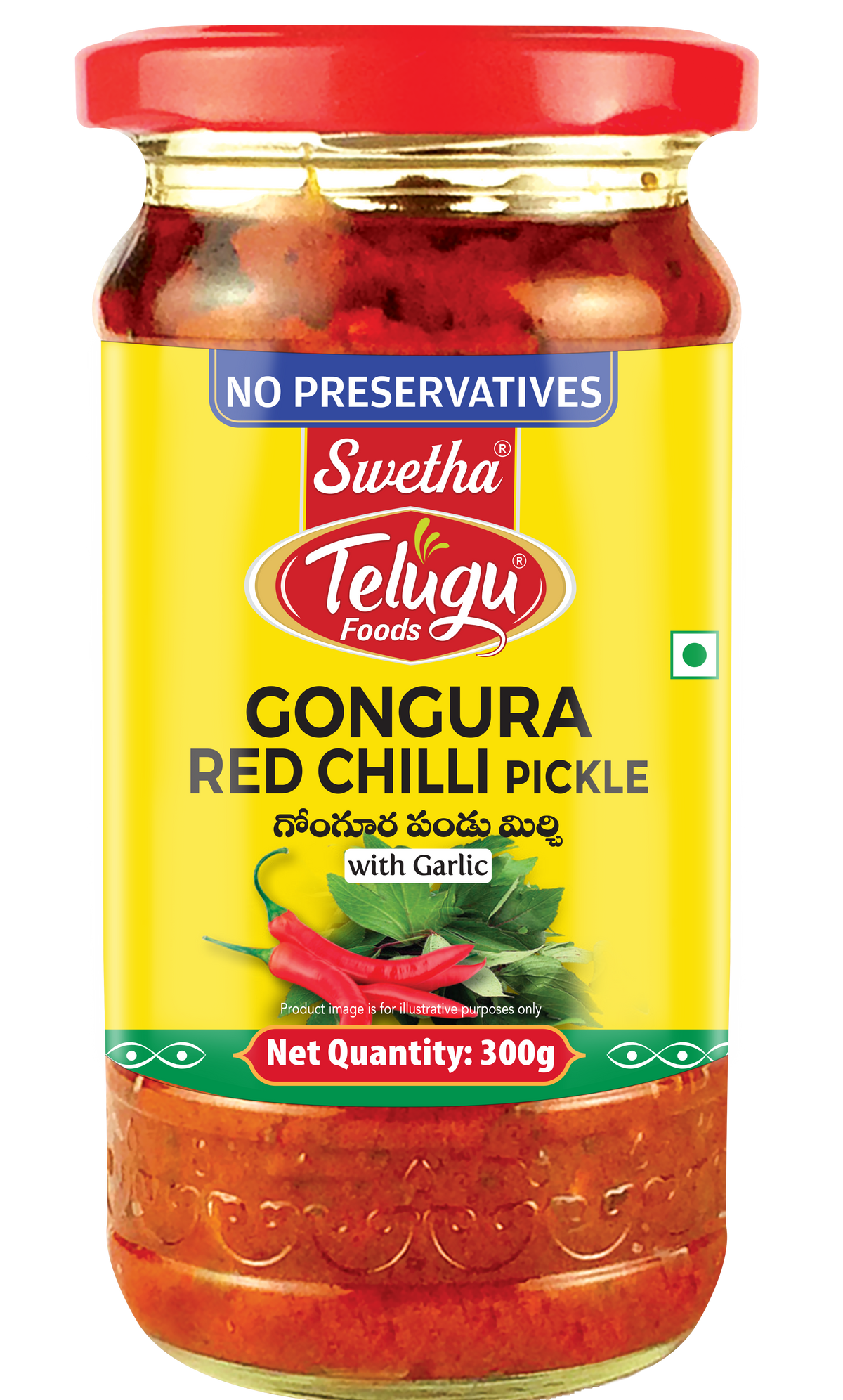SWETHA-TELUGU FOODS-GONGURA RED CHILLI (WITH GARLIC)-300G