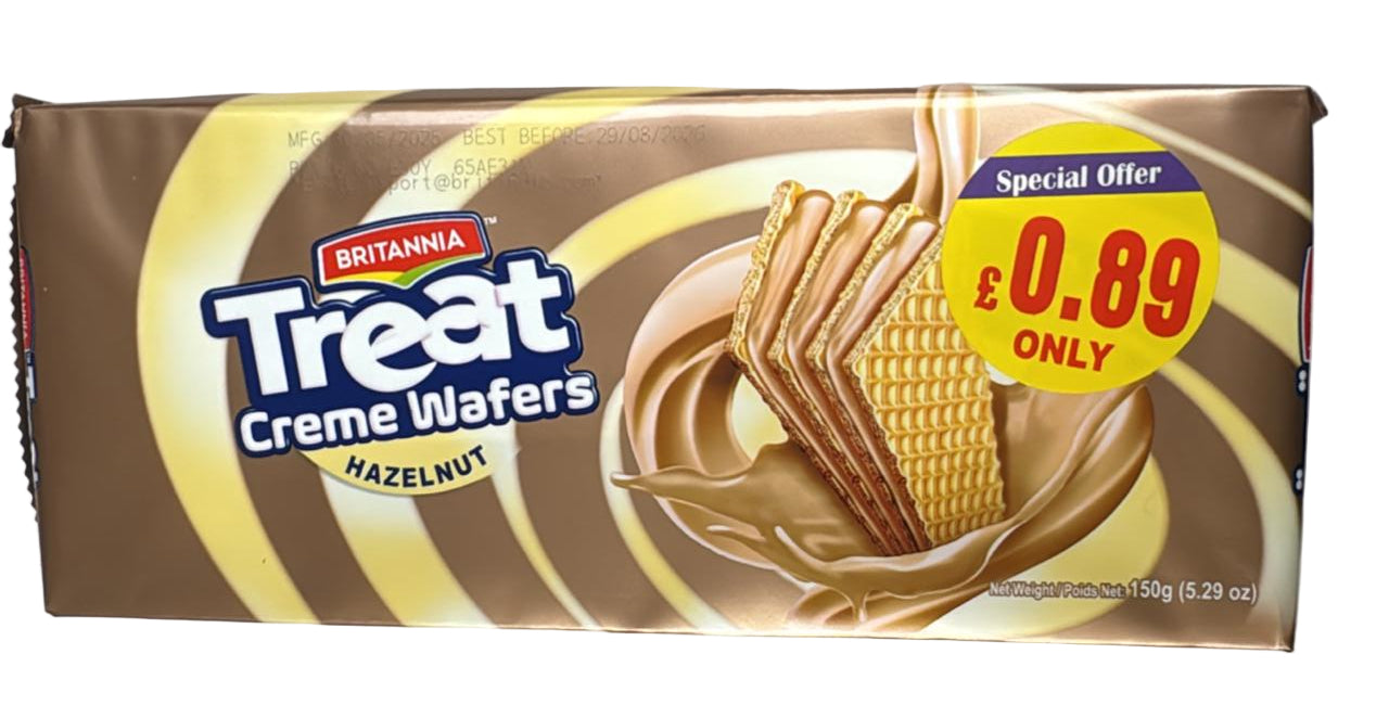 BRITANNIA TREAT WAFERS BISCUITS 150G - HAZELNUT