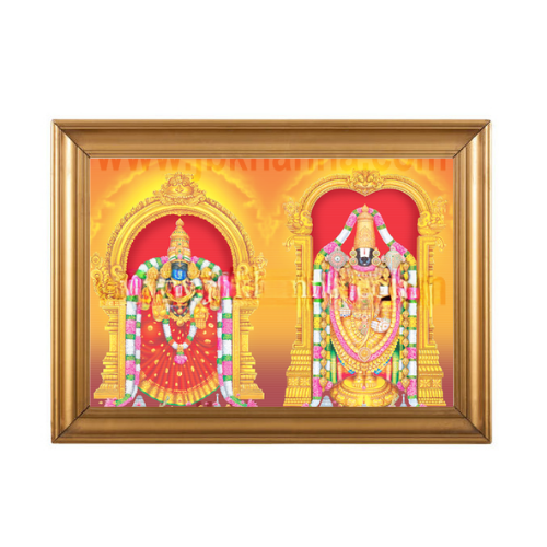 Buy Hindu God Photo A4 Size With Frame - Perumal With Lakshmi Online