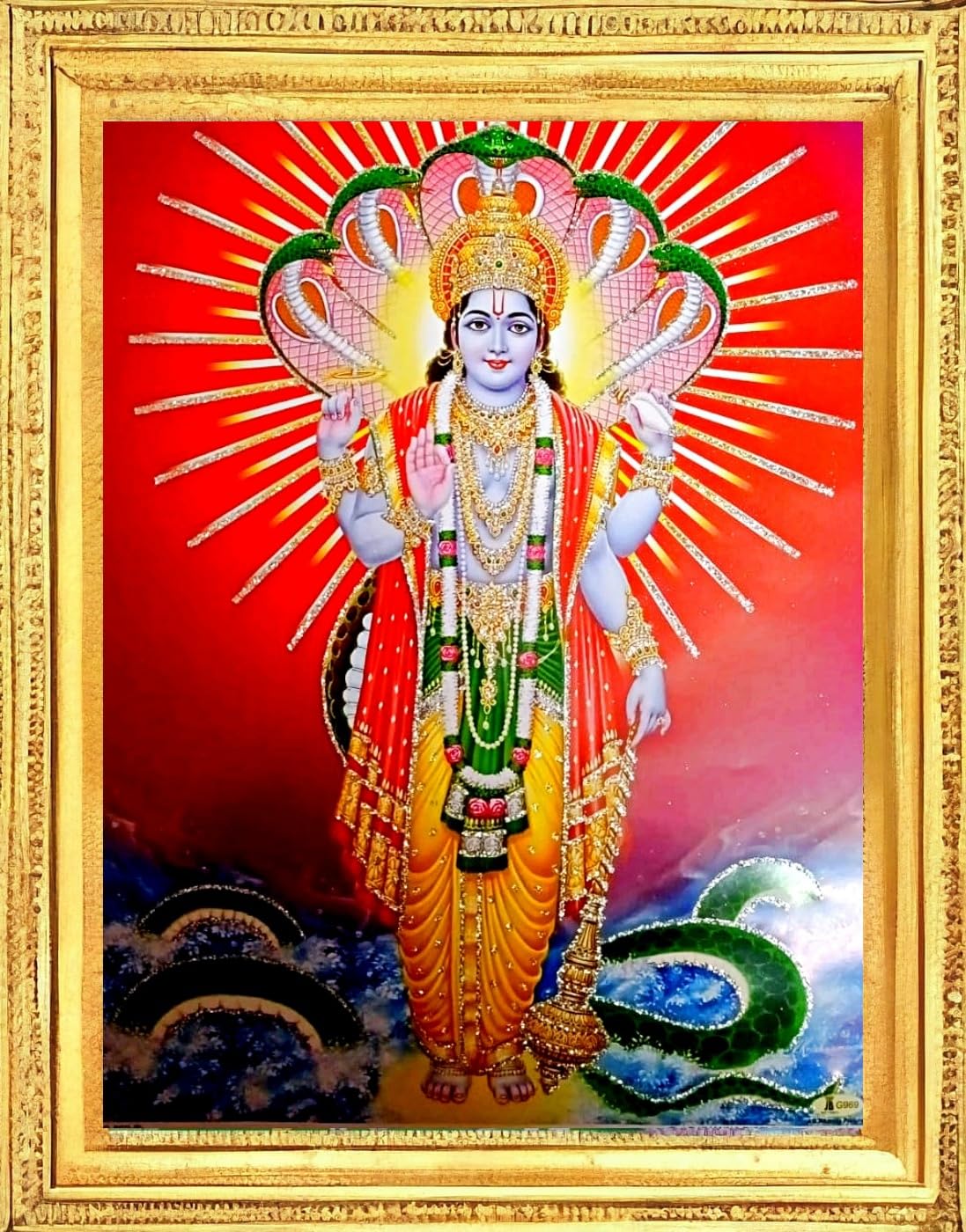 Buy Hindu God Photo A4 Size With Frame - Vishnu Online