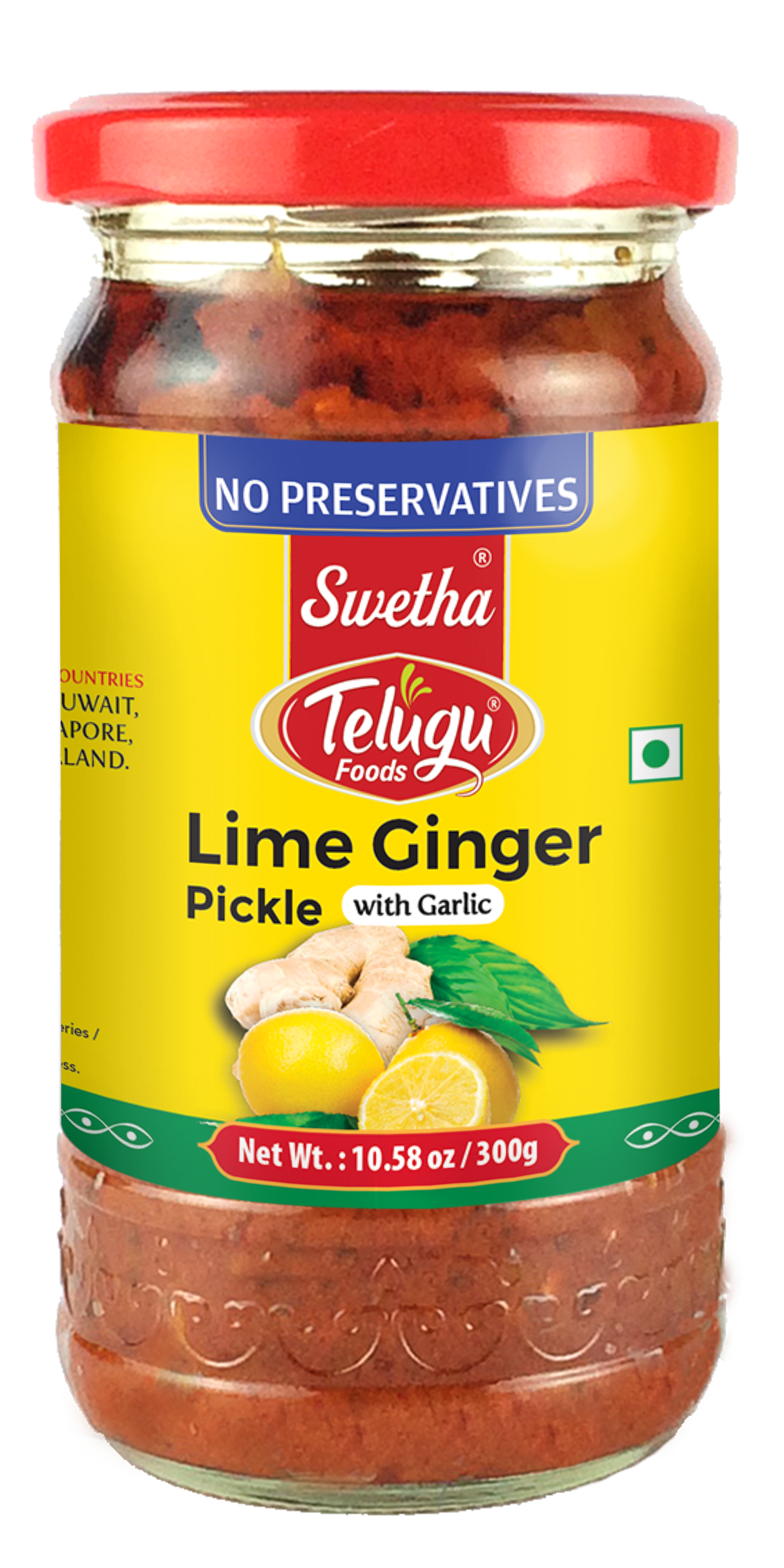 SWETHA-TELUGU FOODS-LEMON GINGER PICKLE (WITH GARLIC)-300G