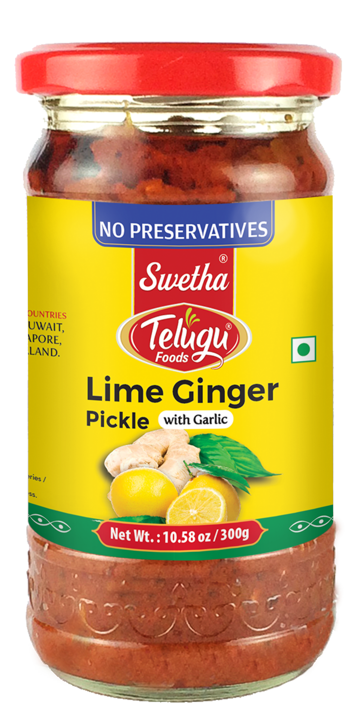 SWETHA-TELUGU FOODS-LEMON GINGER PICKLE (WITH GARLIC)-300G