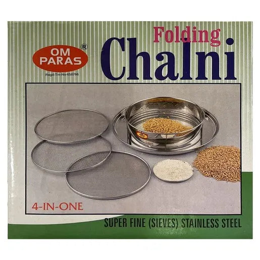 OM PARAS FOLDING CHALNI (4 IN ONE) STAINLESS STEEL JALLADAI (SIEVE)