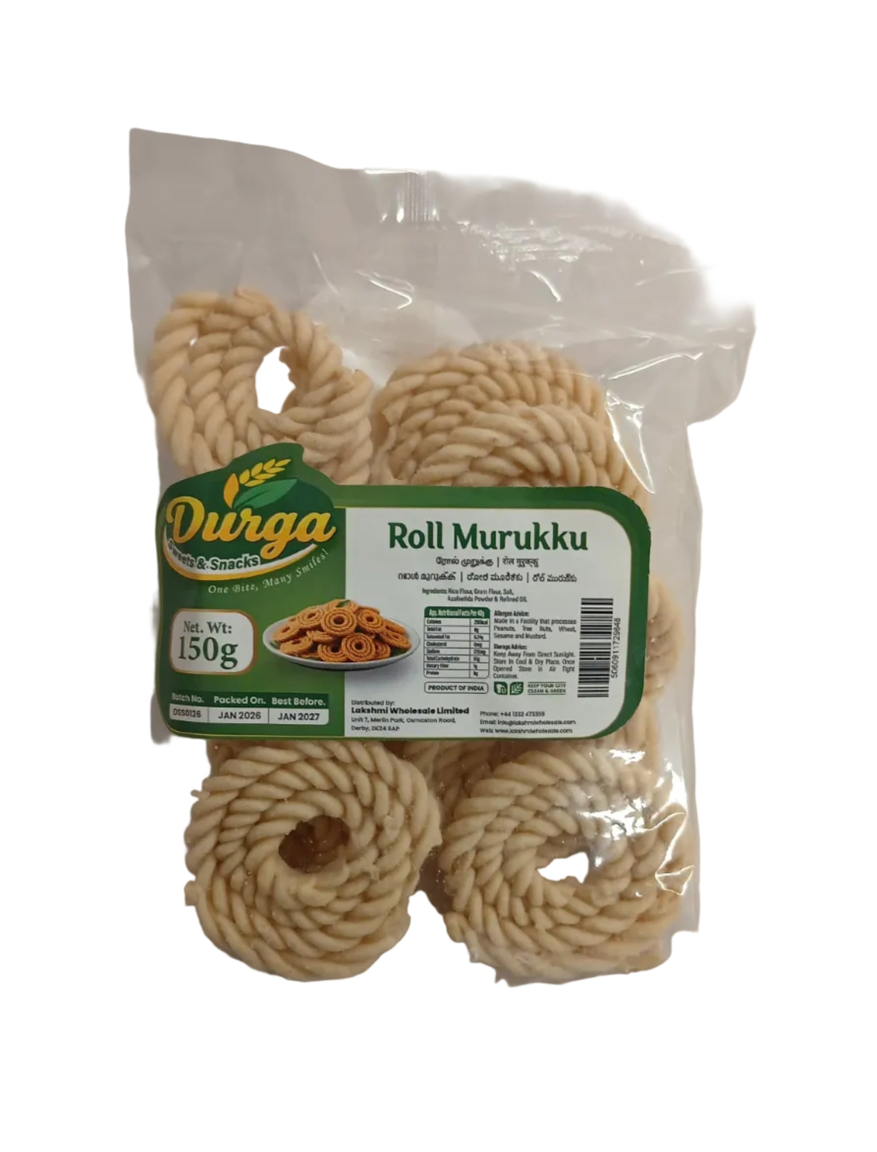 DURGA SWEETS & SNACKS ROLL  MURUKKU 150G