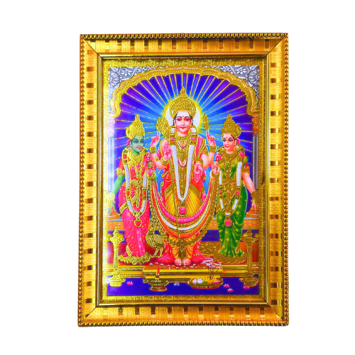 Buy Hindu God Photo With Frame - (20Cm X 15Cm) Murugan With Valli Theivanai Online