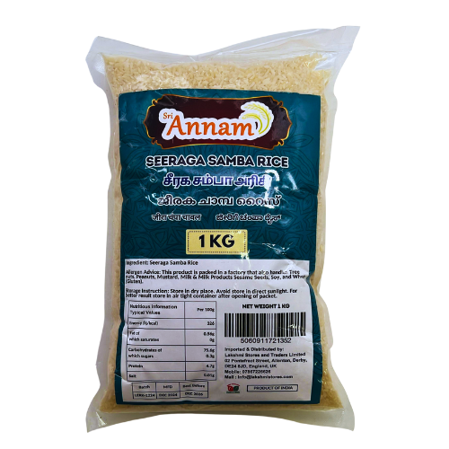 Buy Sri Annam Seeraga Samba Rice 1kg Online | Lakshmi Stores UK