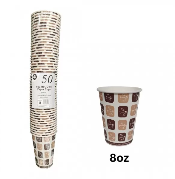 PAPER CUPS HOT/COLD DESIGNED 8OZ - 50PCS