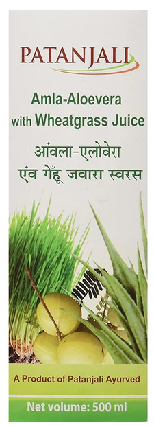 PATANJALI AMLA-ALOEVERA JUICE WITH WHEATGRASS 500ML