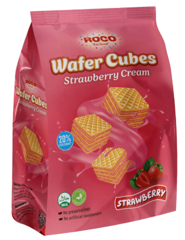 ROCO STRAWBERRY WAFER CUBES 150G