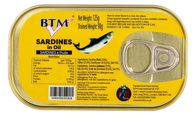 BTM SARDINES IN OIL 125GM