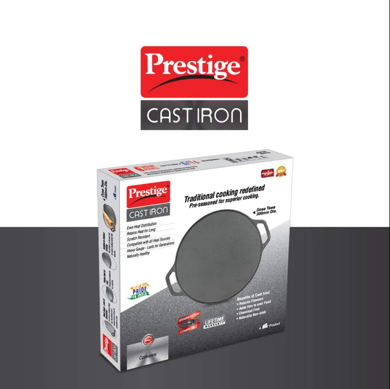 Buy Prestige Cast Iron Scratch Resistant Round Base Dosa Tawa 12 Inches Online