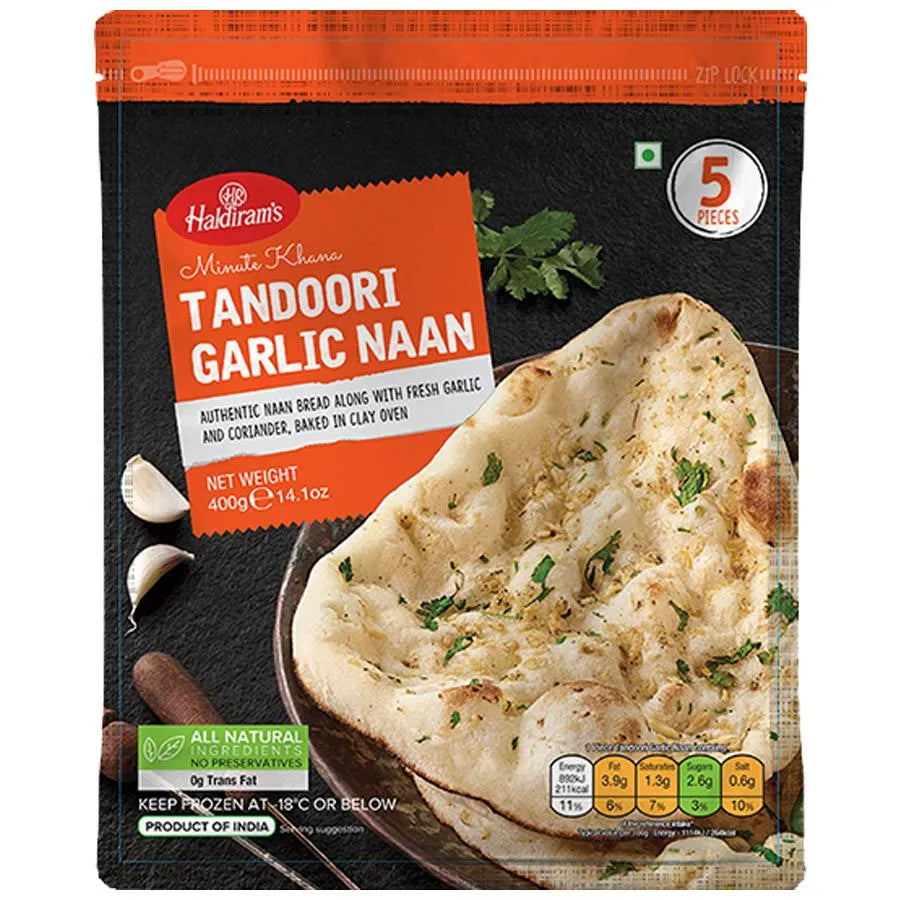 Buy Haldirams Frozen Tandoori Garlic Naan 400g Online