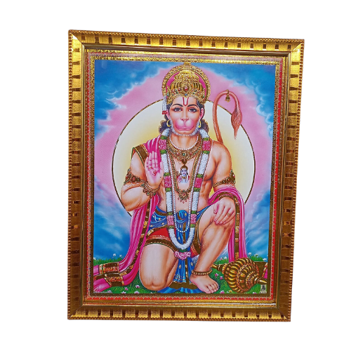 HINDU GOD PHOTO with FRAME A4 SIZE - HANUMAN(ANJANEYAR)