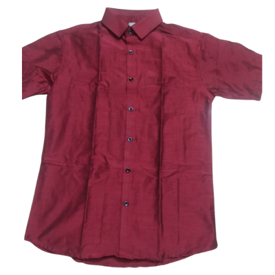 Buy Onam Men's Shirt Half Sleeve Slub Silk Maroon Size 38 Online