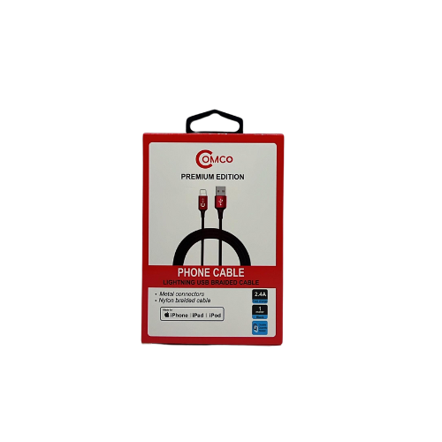 Buy Combo Premium 1M Braided Lightning Cable (Red) - 2.4A Online