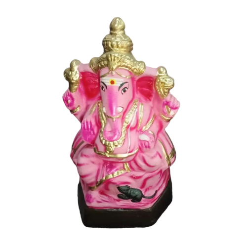 CLAY VINAYAGAR - FULL COLOR- PINK 12" INCHES