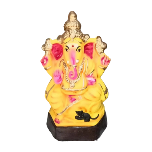 CLAY VINAYAGAR - FULL COLOR- YELLOW 12" INCHES