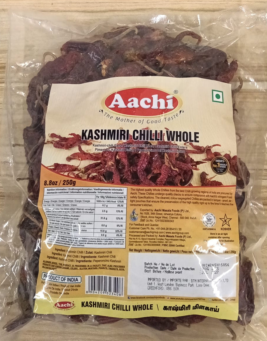AACHI KASHMIRI/BYADGI CHILLIES WHOLE 250G