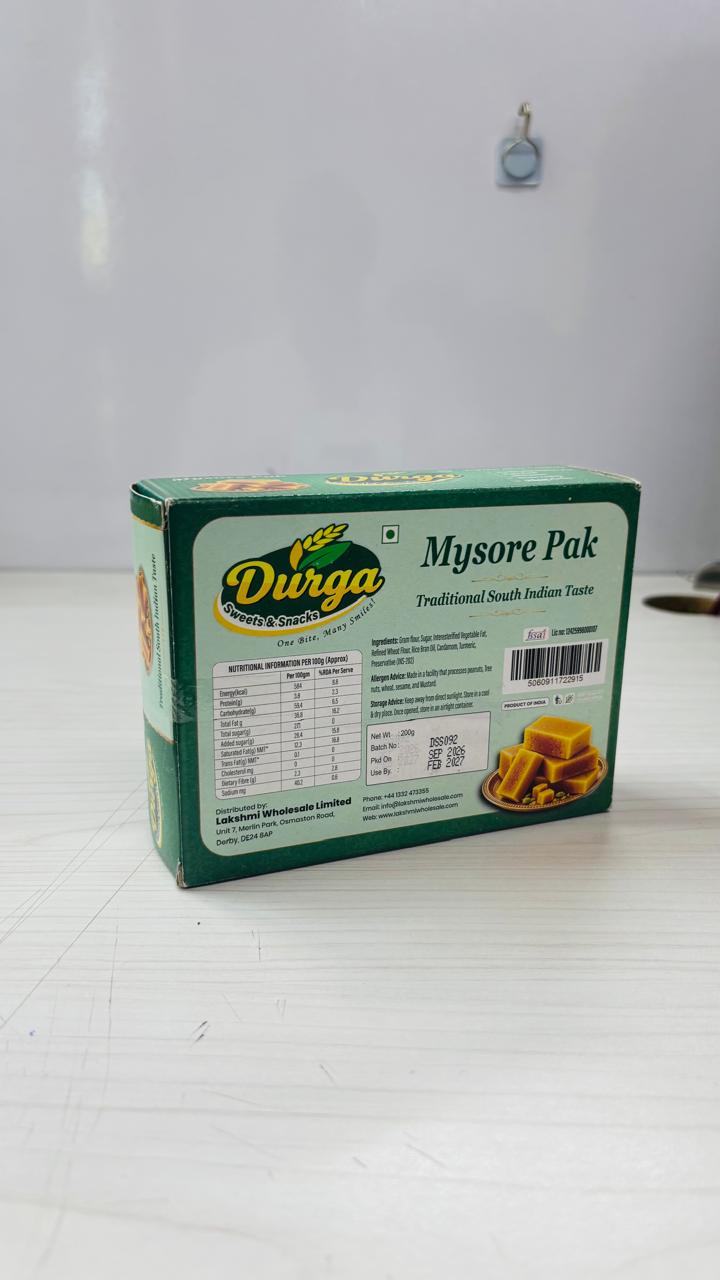 DURGA SWEETS & SNACKS TRADITIONAL MYSORE PAK 200G