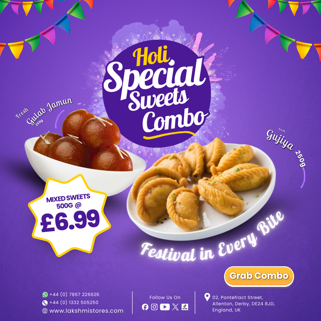 FRESH SWEETS (GUJYA 250G + GULAB JAMUN 250G) - HOLI SPECIAL