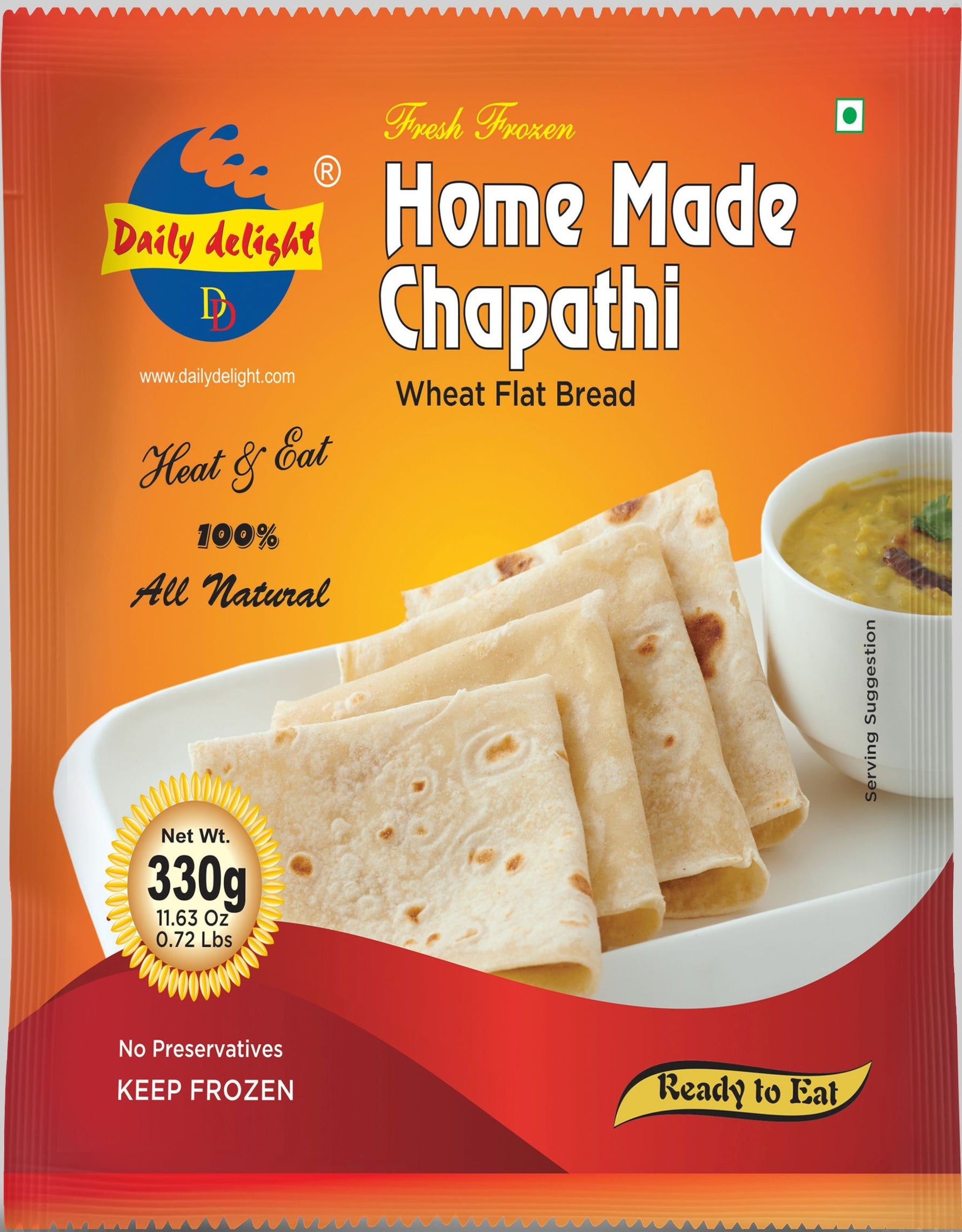 Buy Daily Delight Frozen Home Made Chappathi 330G Online
