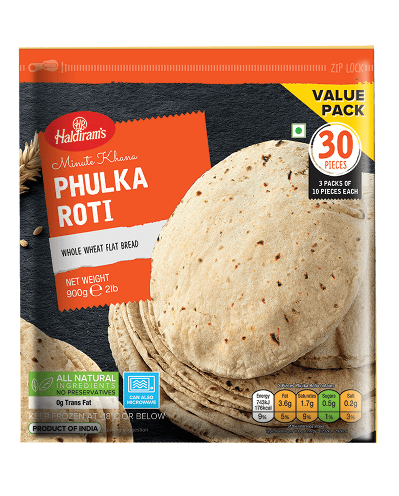 Buy Haldirams Frozen Value Pack Phulka Roti 900g Online