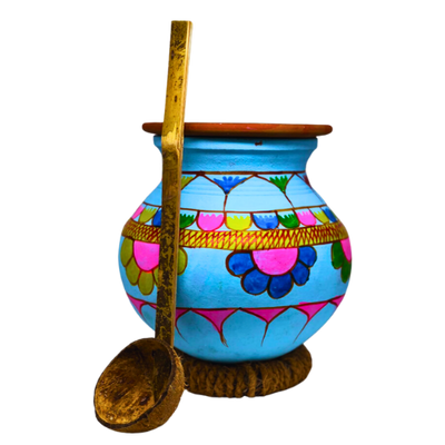 DESIGNED CLAY PONGAL POT WITH KIT