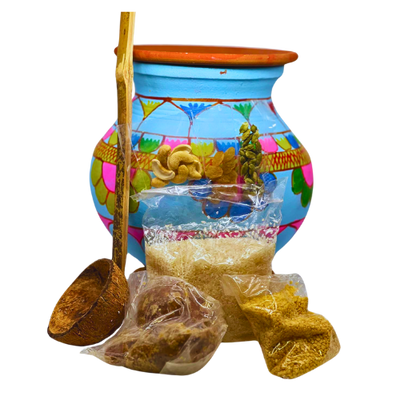 DESIGNED CLAY PONGAL POT WITH KIT