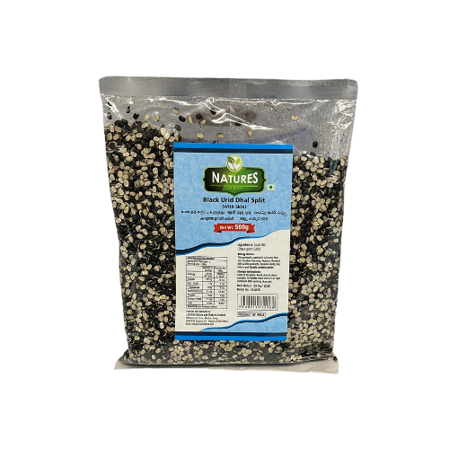 NATURES BLACK URID DAL CHILKA (SPLIT) WITH SKIN 500G