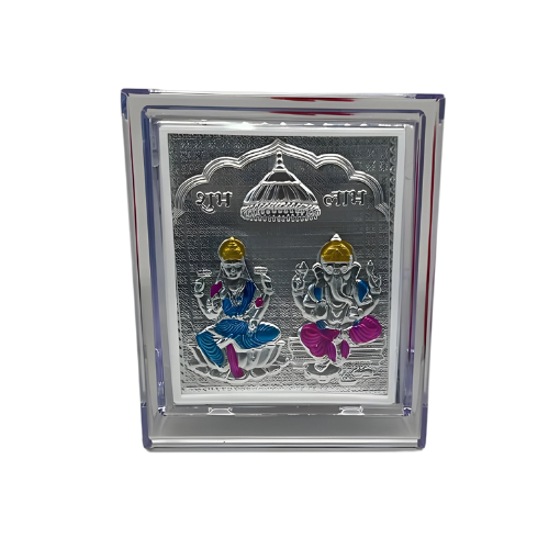 Buy Lakshmi And Ganesh Idol Silver Color (8.5Cm X 11Cm) Online