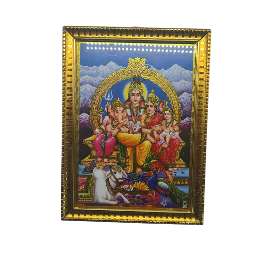 HINDU GOD PHOTO A4 SIZE with FRAME - SHIVA-PARVATI-VINAYAGAR-MURUGAN