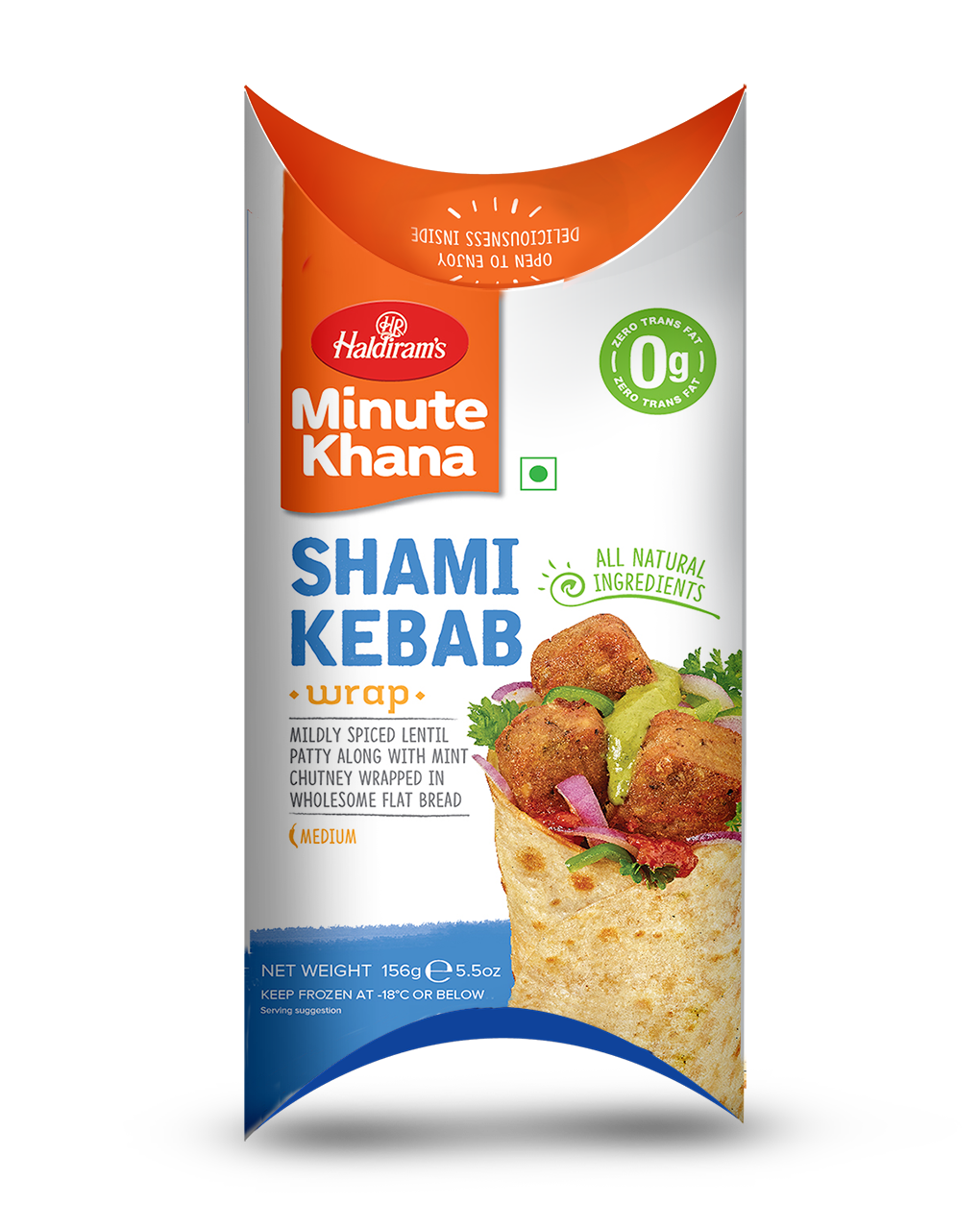 HALDIRAMS FROZEN SHAMI KEBAB WRAP 156G