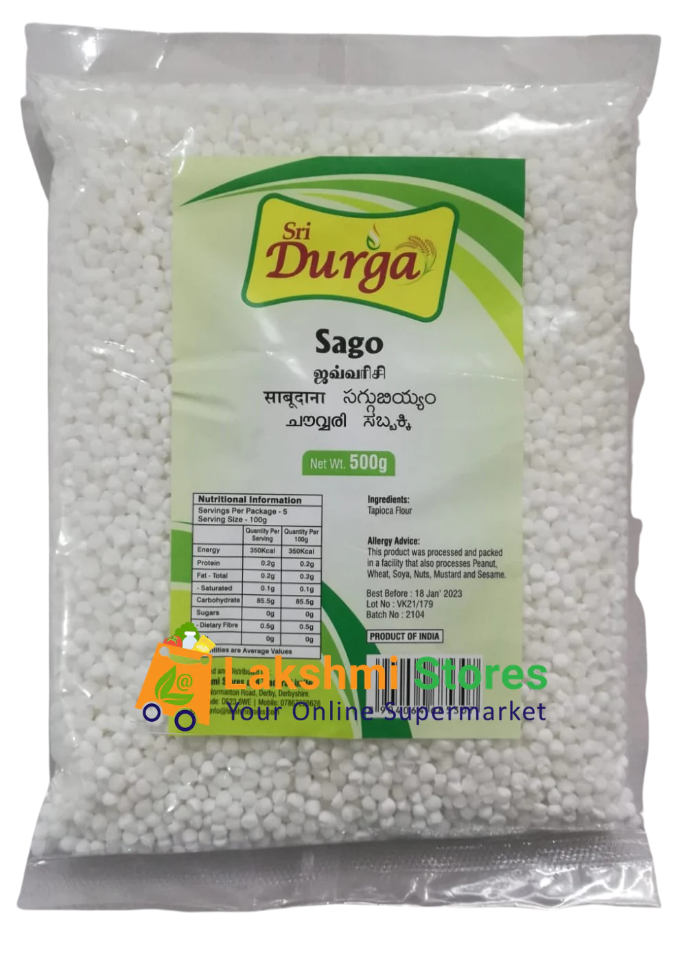 Buy Sri Durga Sago Seeds 1kg (Sabudana - Javvarisi)  Online