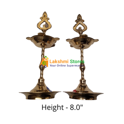 Buy KUTTHU VILAKKU (BRASS DIYA LAMP)-8.0 INCHES Online in UK