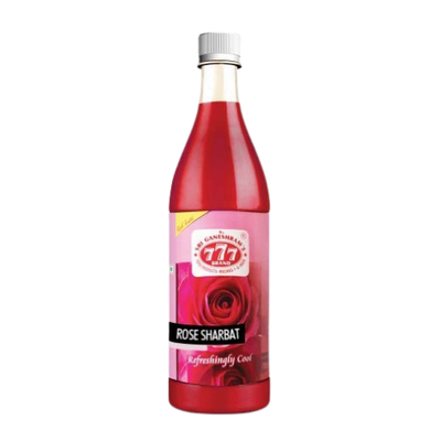 777 Rose Sharbat 750ml – sweet Indian rose syrup for refreshing drinks