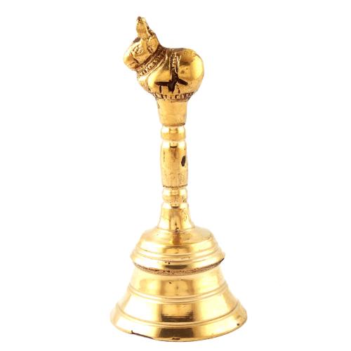 Buy Brass Pooja Bell With Nandhi (120G) (4 Inches) Online