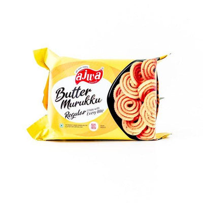 Ajwa Butter Murukku 150g – Crunchy South Indian snack with buttery taste.