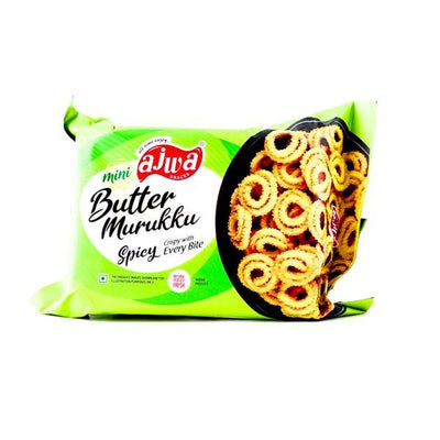 Ajwa Butter Murukku Spicy Mini 150g – Crunchy South Indian snack.