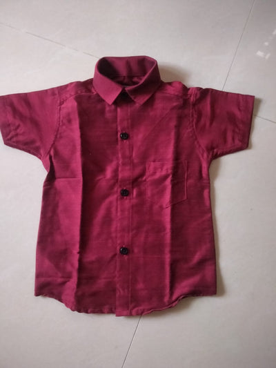 Buy Onam Boy'S Shirt Half Sleeve Silk (9 To 10 Years ) Maroon Online