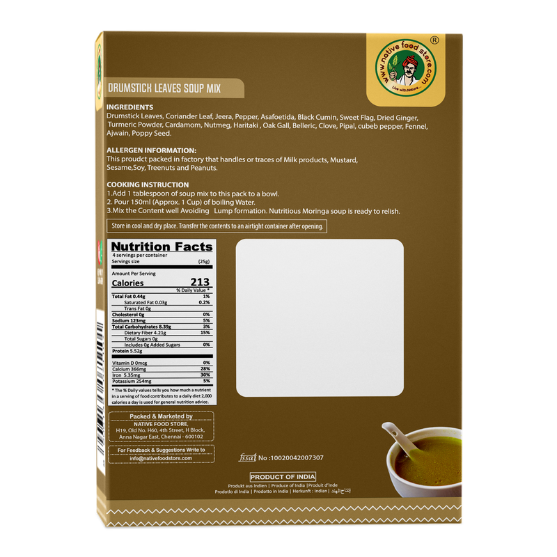Buy native food store drumstick leaves murungai soup mix Online in UK